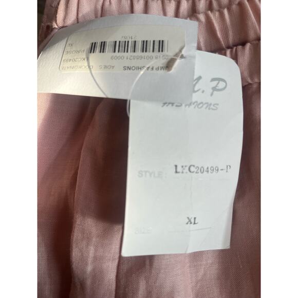 J.M.P. Fashions NWT 100% linen size XL Pink Rose color elastic waist - Picture 5 of 10